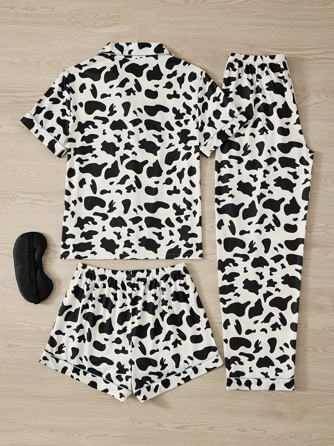Classic Cow Print Nightwear Set (3-Piece Combo)
