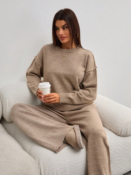 Relaxed Knit Lounge Set – Warm Taupe