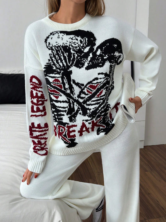 Break the Ice Graphic Knit Lounge Set – Ivory