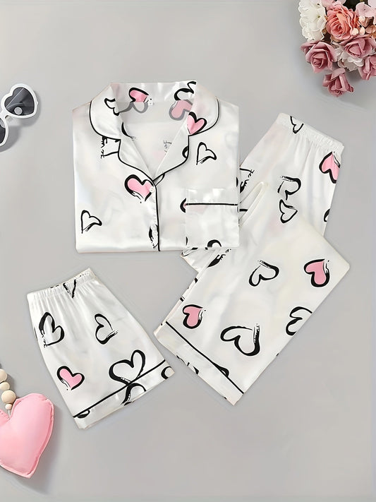 Sweetheart Satin Nightwear Set (3-Piece Combo) šāØ