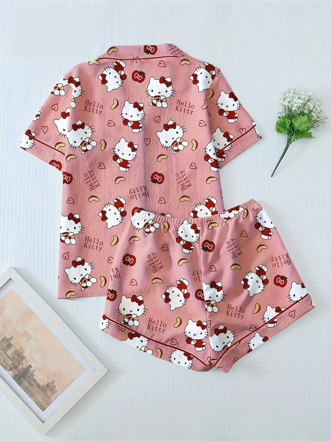 Hello Kitty Pink Pajama Set – Short Sleeve Shirt & Shorts