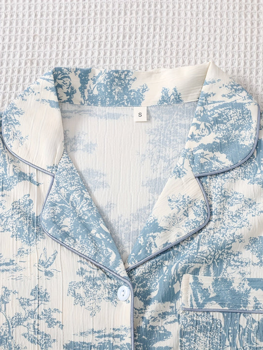 Womenās 3-Piece Printed Pajama Set (Shirt + Pajama + Shorts)