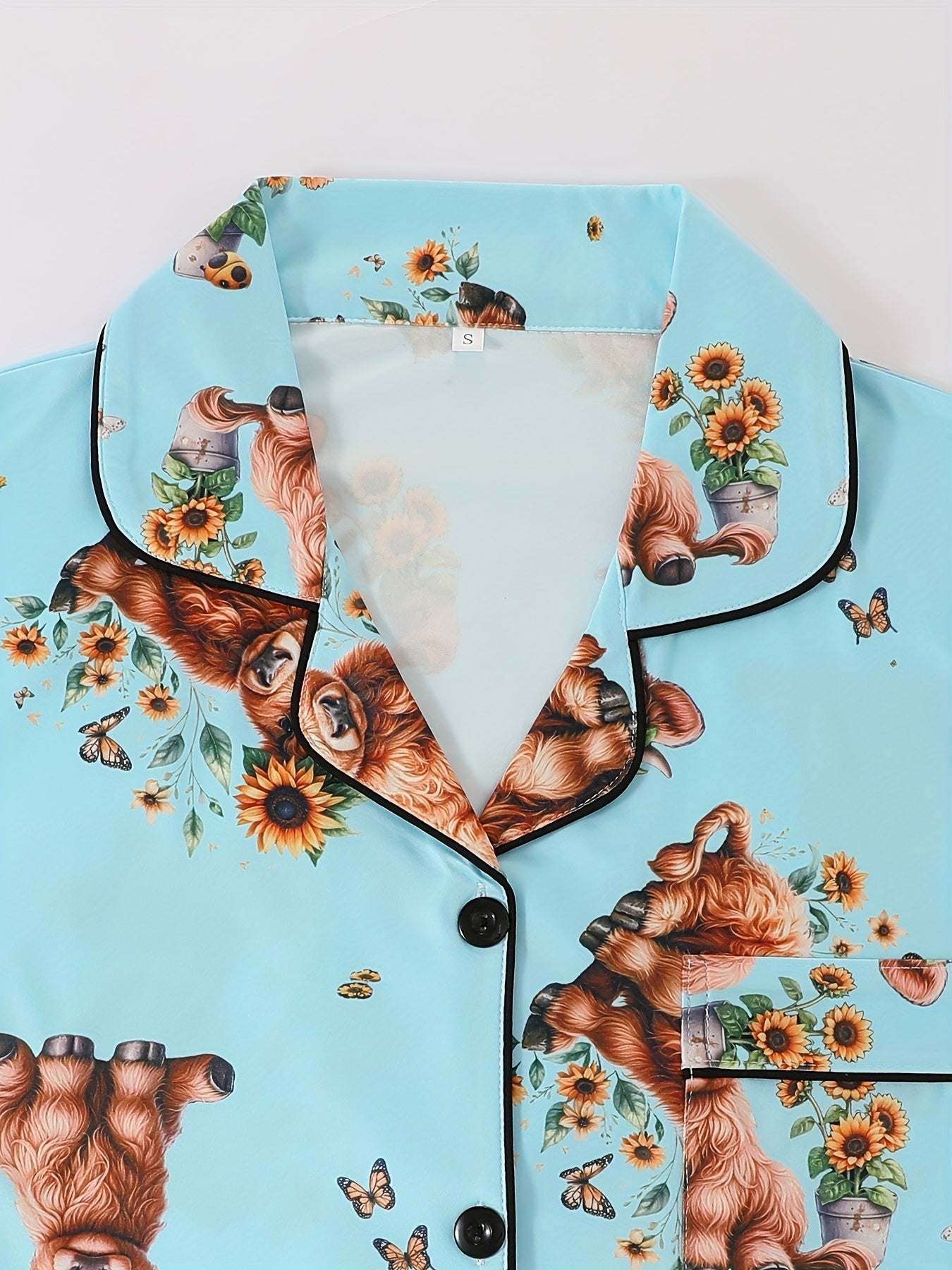 Sunny Highland Cow Nightwear Set (3-Piece Combo)