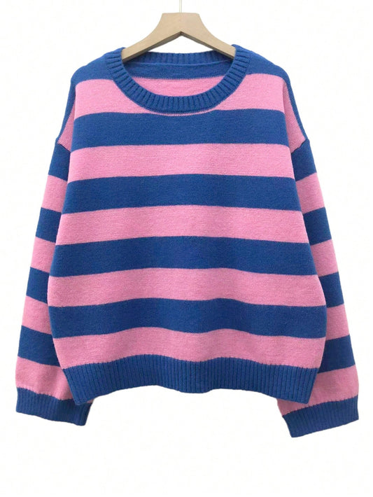 Classic Stripe Knit Pullover – Blue & Pink