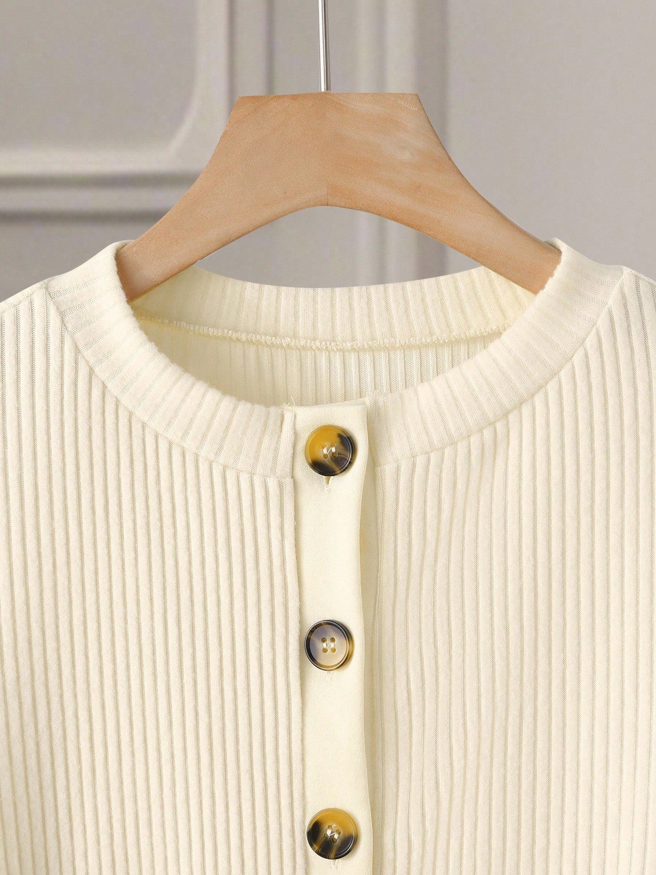 Ribbed Button-Front Knit Lounge Set – Ivory