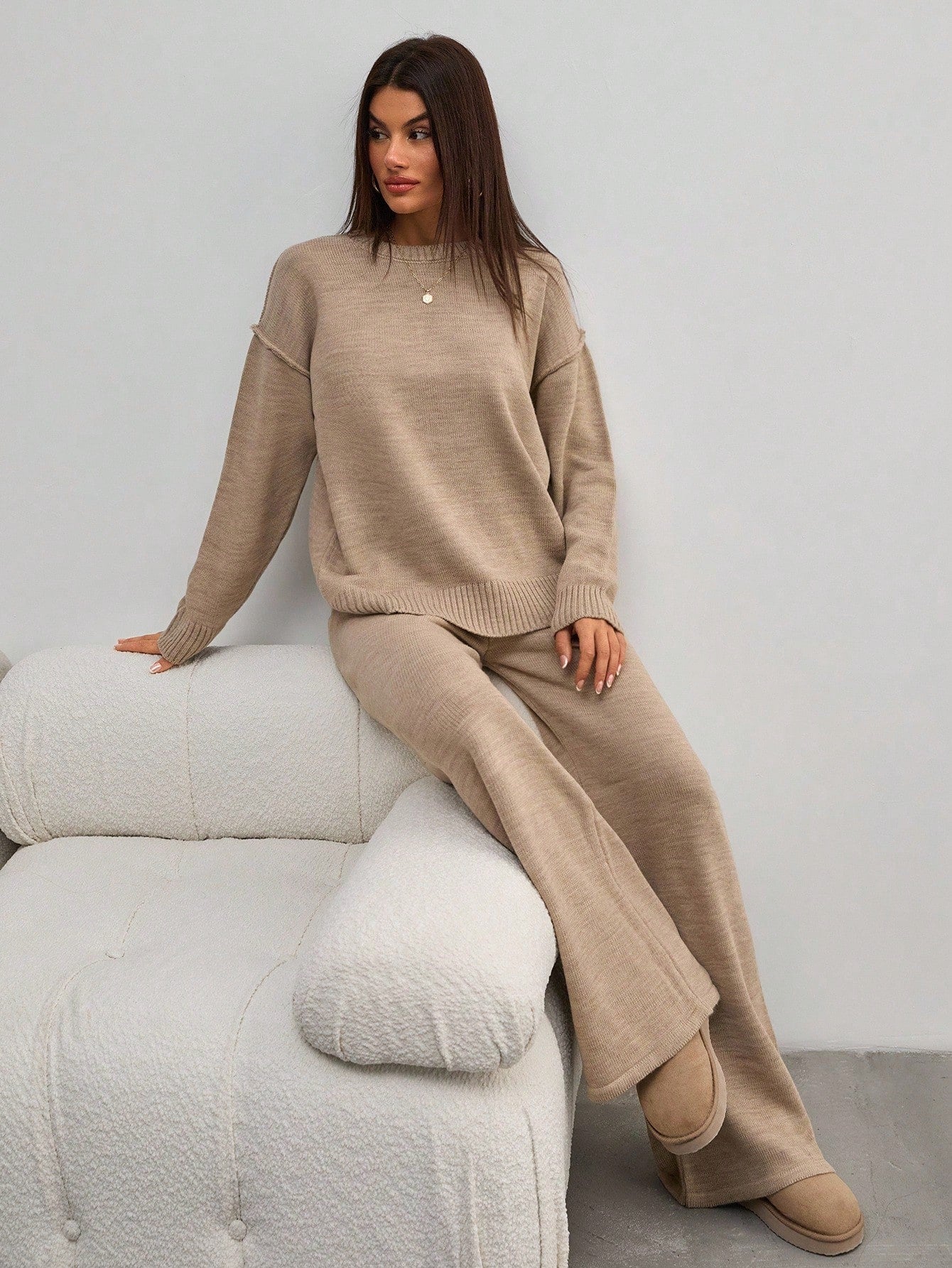Relaxed Knit Lounge Set – Warm Taupe