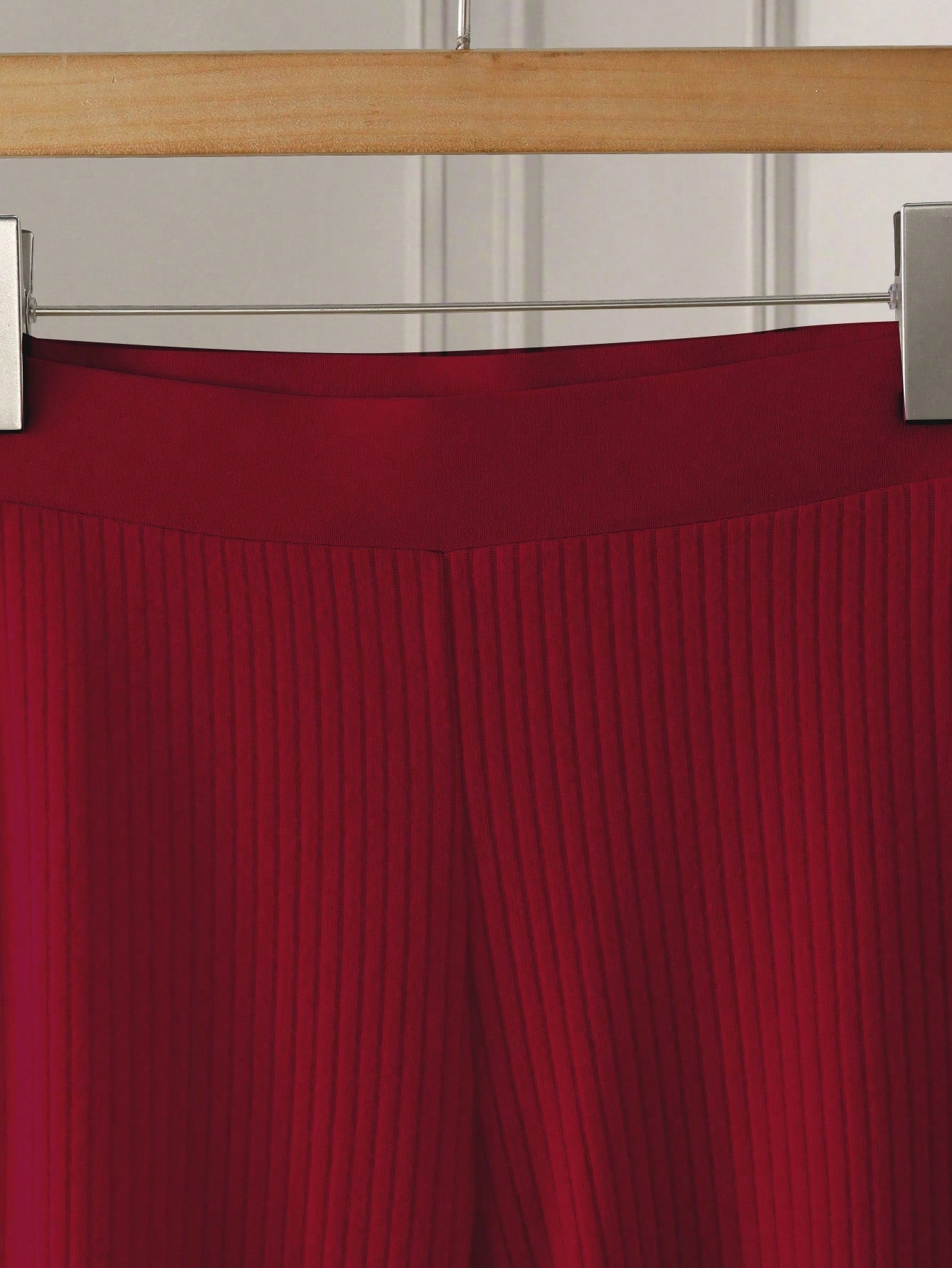 Ribbed Button-Front Knit Lounge Set – Deep Red