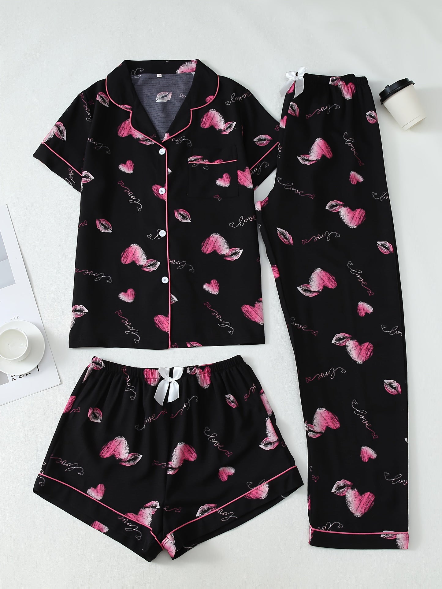 Midnight Kiss Pajama Set 💋✨