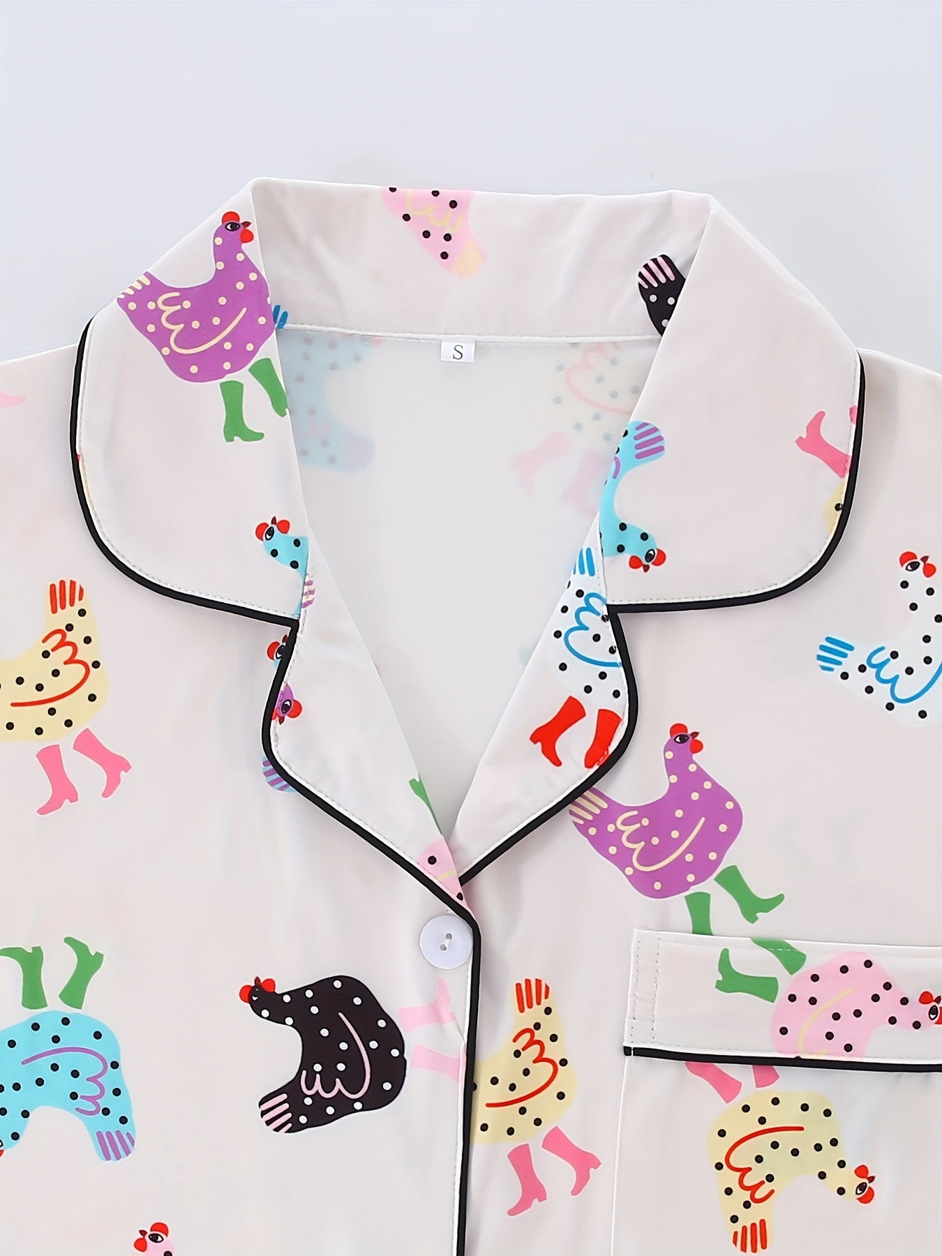 Cute Cartoon Chicken Printed Pajama Set (3-Piece Nightwear Combo)