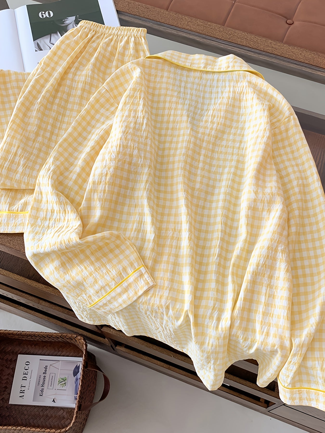 Yellow Gingham Hello Kitty Pajama Set – Shirt & Pants