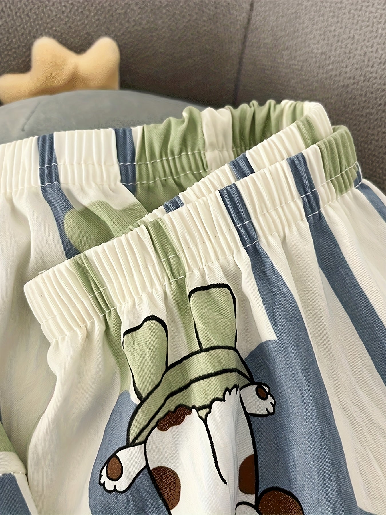 Puppy Print Striped Pajama Set – Shirt & Pants