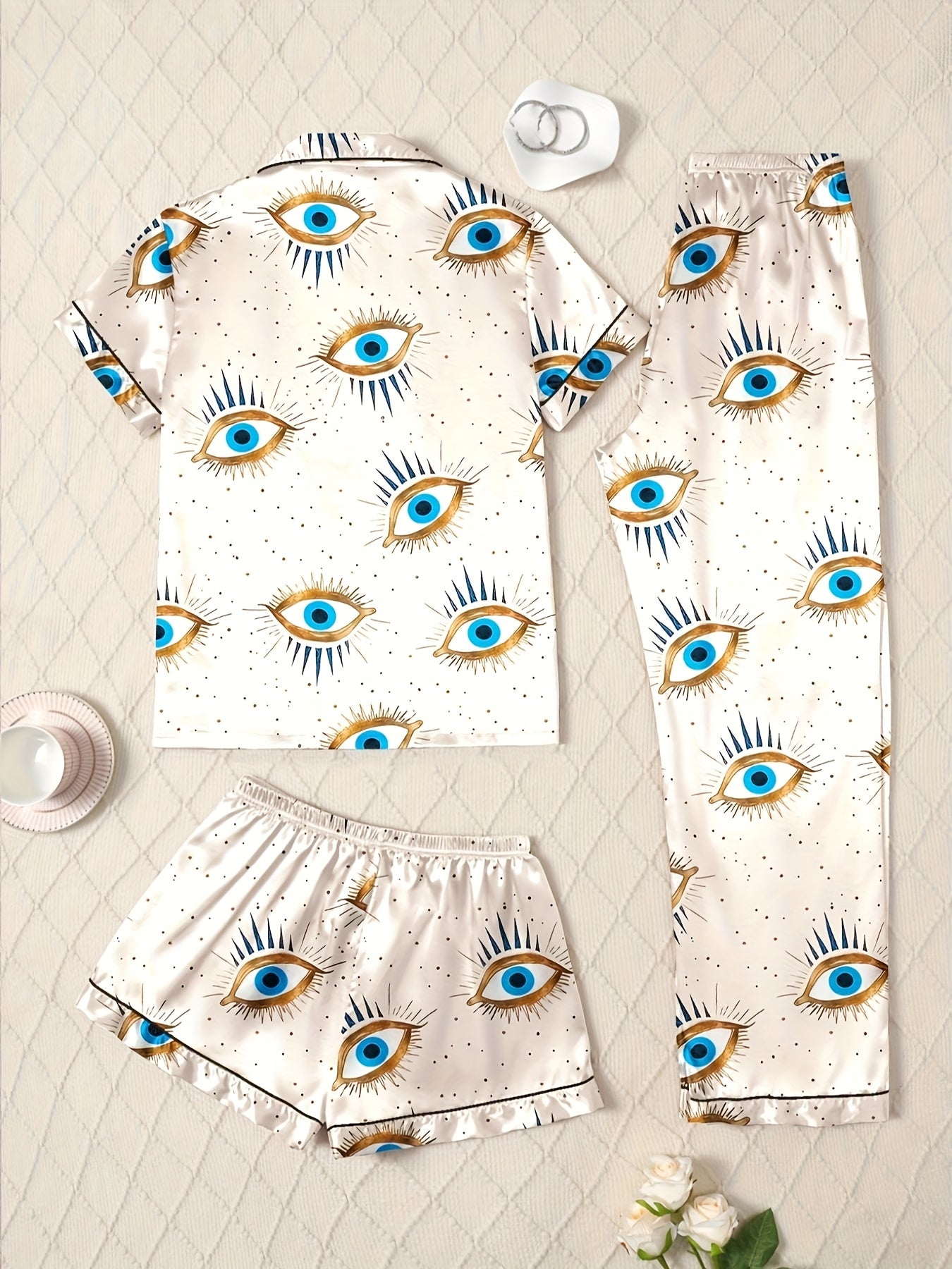 Mystic Eye Printed Nightwear Set (3-Piece Combo)