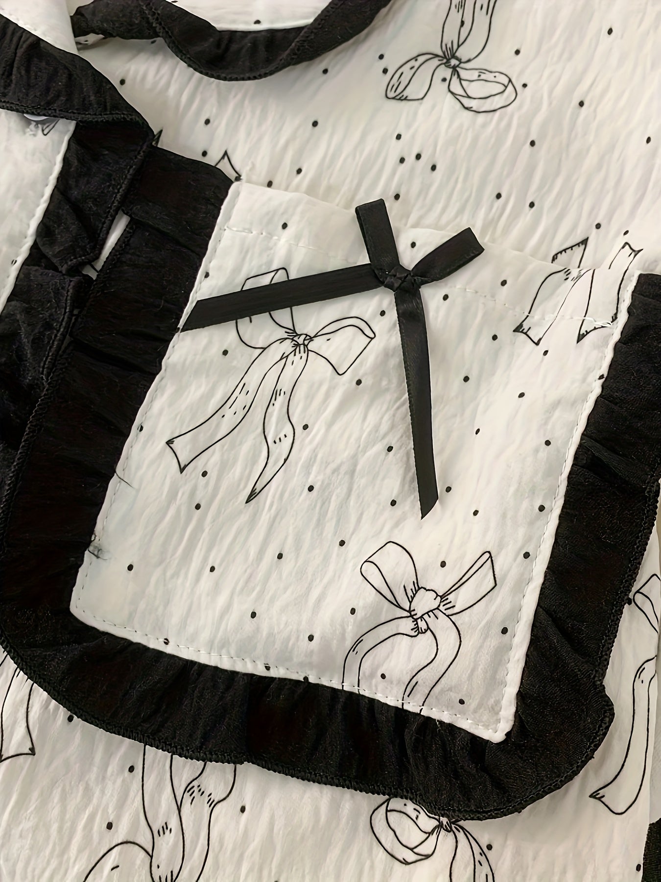 Elegant Bow Print Pajama Set – 3-in-1 (Shirt, Shorts & Pants)