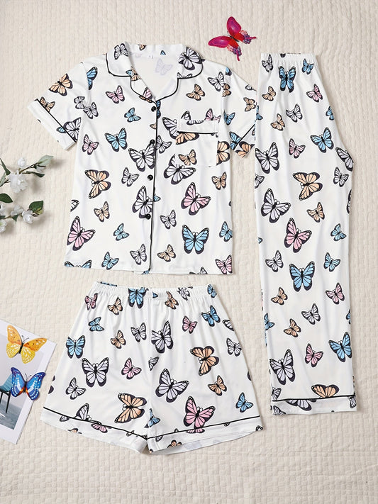 Butterfly Bliss Nightwear Set (3-Piece Combo)