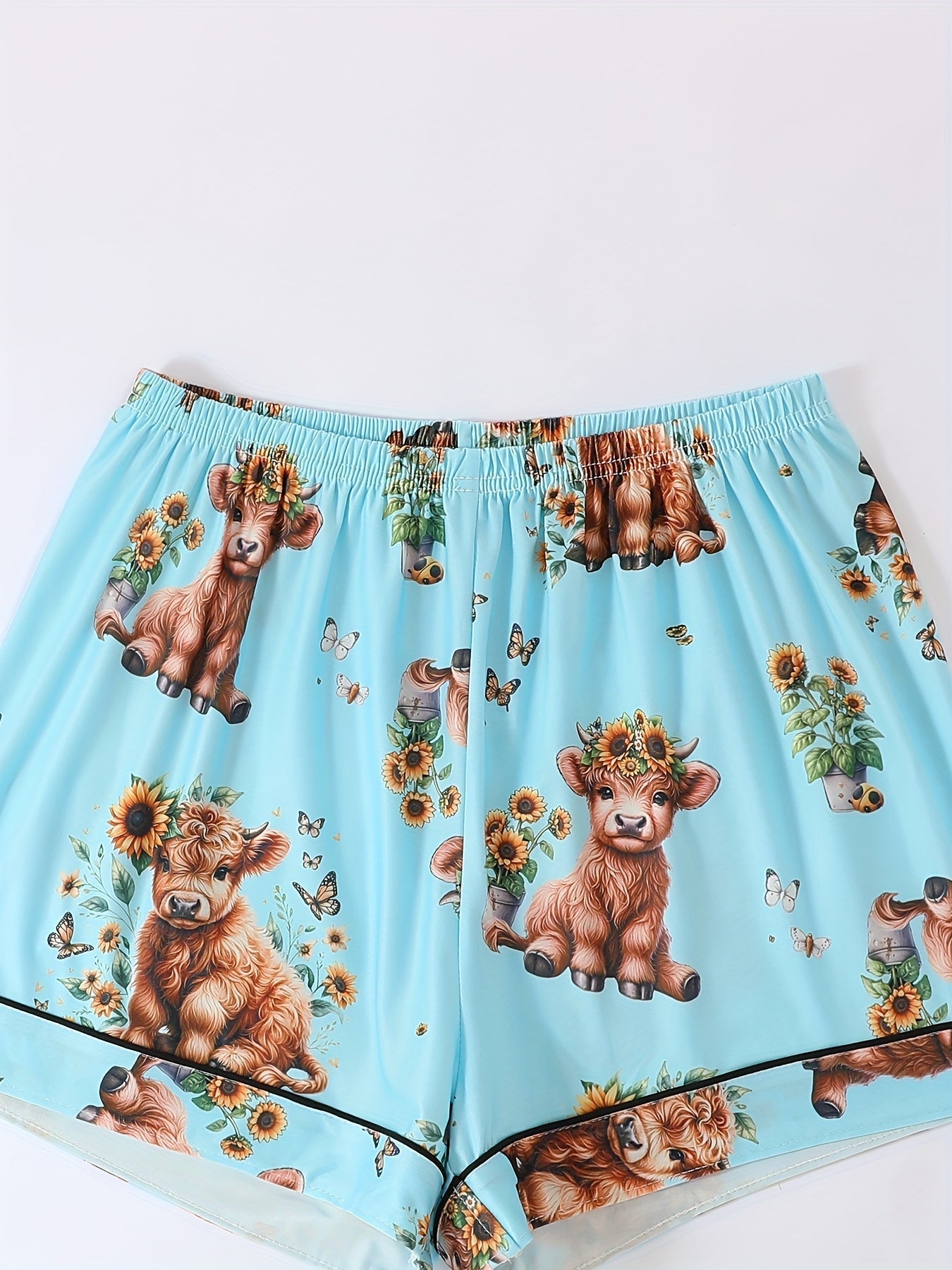 Sunny Highland Cow Nightwear Set (3-Piece Combo)