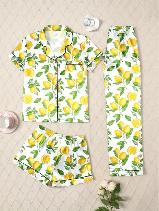 Lemon Fresh Nightwear Set (3-Piece Combo)